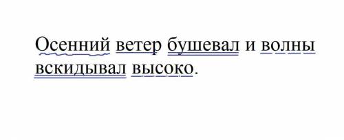 Выполните синтаксический разбор предложения. Осенний ветер бушевал и волны вскидывал высоко.