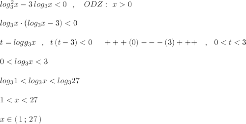 log_3^2x-3\, log_3x0\\\\log_3x\cdot (log_3x-3)