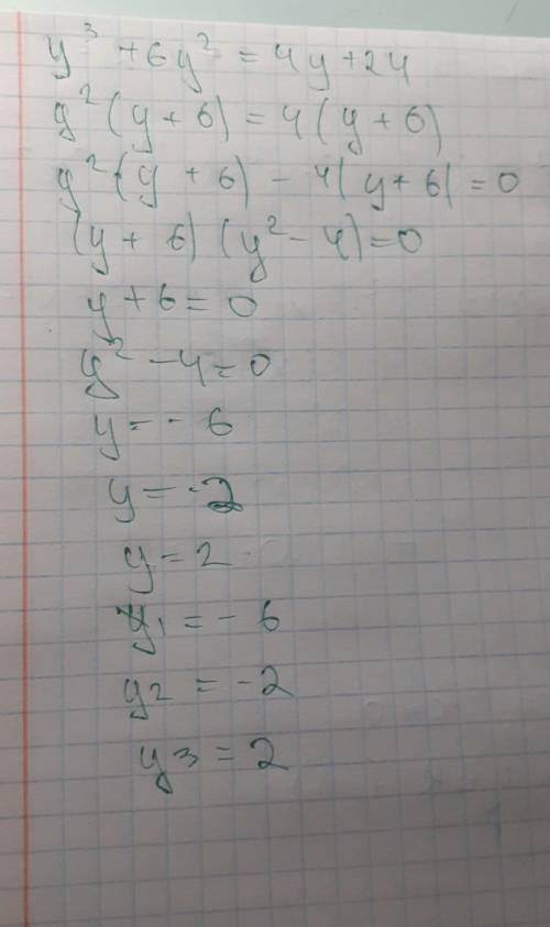 Решить уравнение у^3+6у^2=4у