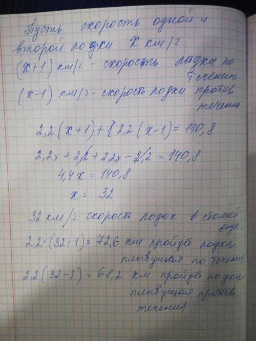 Расстояние между двумя пристанями равно 140,8 км. Из них одновременно навстречу друг другу вышли две