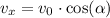 v_x = v_0\cdot \cos(\alpha)