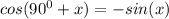 cos(90^{0} + x) = - sin (x)