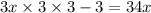 3x \times 3 \times 3 - 3 = 34x