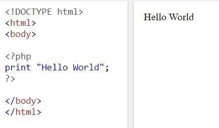 Напишите программный код на php для выведения Hello World!