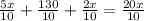 \frac{5x}{10}+\frac{130}{10} +\frac{2x}{10} = \frac{20x}{10}