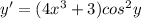 y'=(4x^3+3)cos^2y