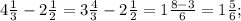 4\frac{1}{3}-2\frac{1}{2}=3\frac{4}{3}-2\frac{1}{2}=1\frac{8-3}{6}=1\frac{5}{6};