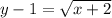 y-1=\sqrt{x+2}