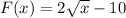 F(x) = 2\sqrt{x} - 10