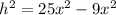 h^2=25x^2-9x^2