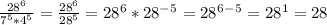 \frac{28^6}{7^5*4^5} =\frac{28^6}{28^5}=28^6*28 ^-^5=28 ^6^-^5=28^1=28