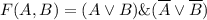 F(A,B)=(A \vee B)\&(\overline{A} \vee \overline{B})