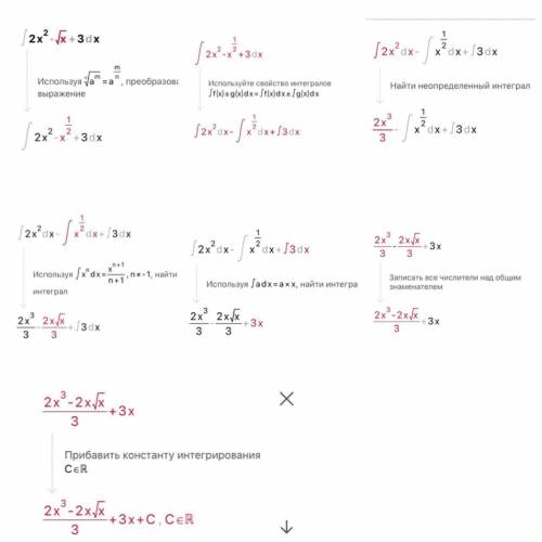 2Найти неопределенный интеграл. а) ∫( 2х^2-√х+3)dx б)∫ хcos(2x) dx Нужен развернутый ответ!