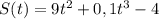 S(t)=9t^2+0,1t^3-4