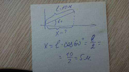 Найдите проекцию наклонной если угол наклона 60°, длина наклонной 10 м