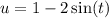 u = 1 - 2\sin(t)