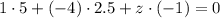 1\cdot5+(-4)\cdot2.5+z\cdot(-1)=0