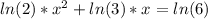 ln(2)*x^{2}+ln(3)*x=ln(6)