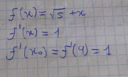 Вычислить значение производной функции f (x) =√5+х в точке x° =4 .