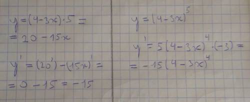 Найдите производную функции y=(4-3x)5