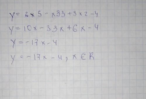 Знайти похідну функції y = 2 x 5 − x 3 3 + 3 x 2 − 4