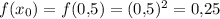 f(x_0) = f(0{,}5) = (0{,}5)^2 = 0{,}25