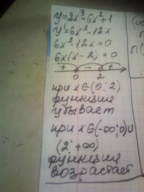 Найти промежутки монотонности функции y=2x^3-6x^2+1