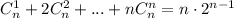 C^1_n+2C_n^2+...+nC^n_n=n\cdot 2^{n-1}