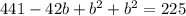 441-42b+b^{2}+b^{2} =225