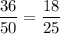 \dfrac{36}{50}=\dfrac{18}{25}