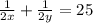 \frac{1}{2x}+\frac{1}{2y} =25