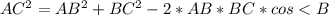 AC^2=AB^2+BC^2-2*AB*BC*cos