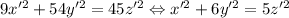 9x'^2+54y'^2=45z'^2 \Leftrightarrow x'^2+6y'^2=5z'^2