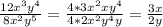 \frac{12x^3y^4}{8x^2y^5} =\frac{4*3x^2xy^4}{4*2x^2y^4y}=\frac{3x}{2y}