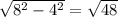 \sqrt{8^{2}- 4^{2} }=\sqrt{48}