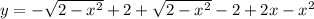 y = -\sqrt{2 - x^{2}} + 2 + \sqrt{2 - x^{2}} - 2 + 2x - x^{2}