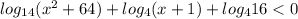 log_{14}(x^2+64)+log_{4}(x+1)+log_{4}16