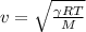 v=\sqrt{\frac{\gamma RT}{M} }