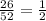 \frac{26}{52} = \frac{1}{2}