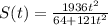 S(t)=\frac{1936t^2}{64+121t^2}