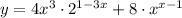 y=4x^3\cdot 2^{1-3x}+8\cdot x^{x-1}