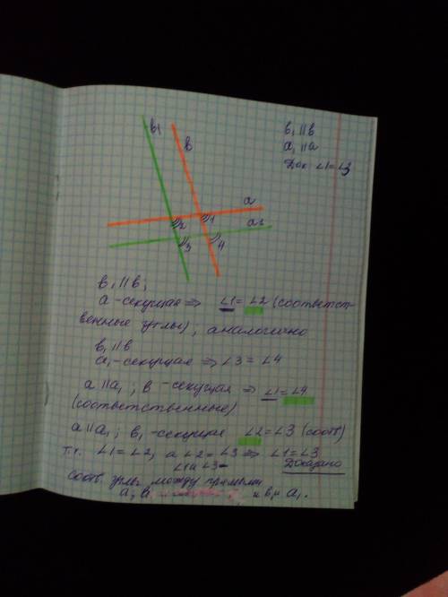 Даны две непараллельные прямые a и b и две другие прямые a1 и b1, параллельные прямым a и b соответс