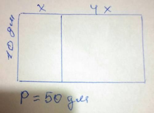 На стороне прямоугольника, периметр которого 50 дм, поставили точку, которая разделила сторону прямо