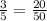 \frac{3}{5} = \frac{20}{50}