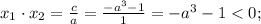 x_1\cdot x_2=\frac{c}{a}=\frac{-a^3-1}{1}=-a^3-1