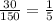 \frac{30}{150} = \frac{1}{5}