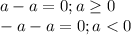 a-a=0;a\geq 0\\-a-a=0;a< 0