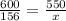 \frac{600}{156} =\frac{550}{x}