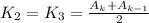 K_{2} = K_{3} = \frac{ A_{k} + A_{k-1}}{2} \\