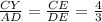 \frac{CY}{AD} =\frac{CE}{DE} =\frac{4}{3}